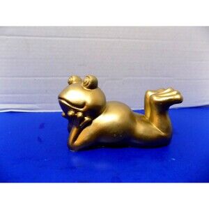 NEW Gold Frog Figurine Statue Frogs Plaster Posing